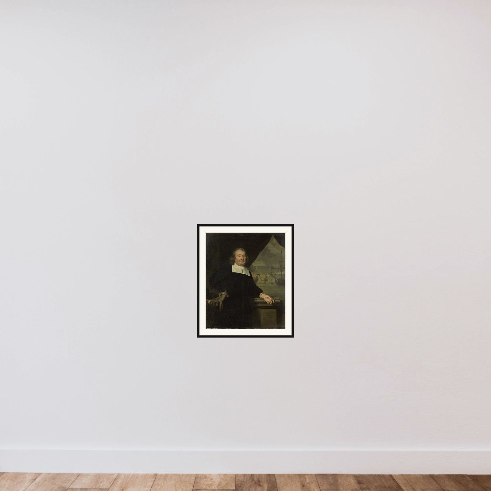 Portrait of a captain or ship-owner framed — shown to scale