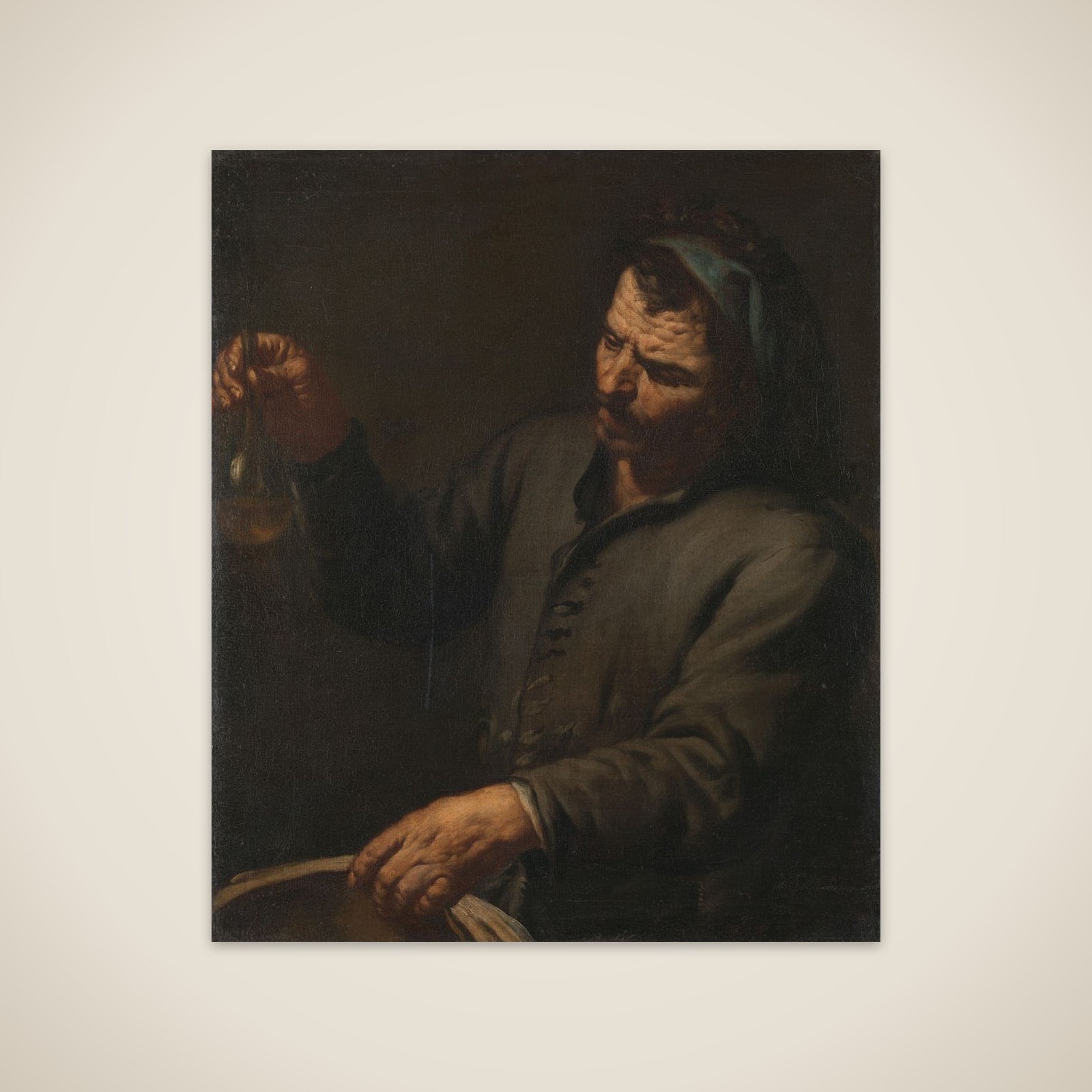 Man with Urine Bottle in his Hand unframed print