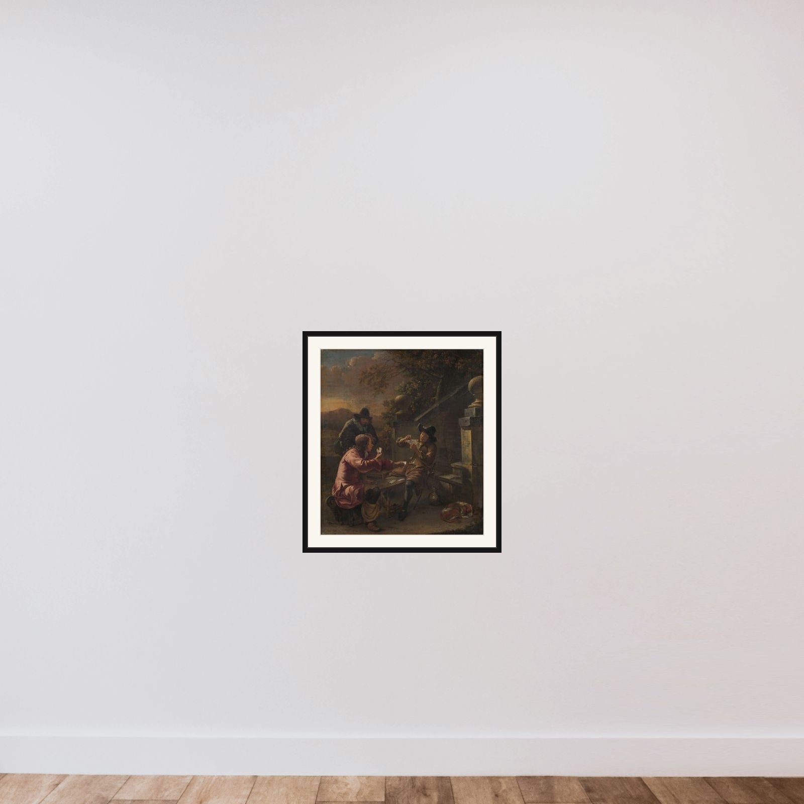 The card players framed — shown to scale