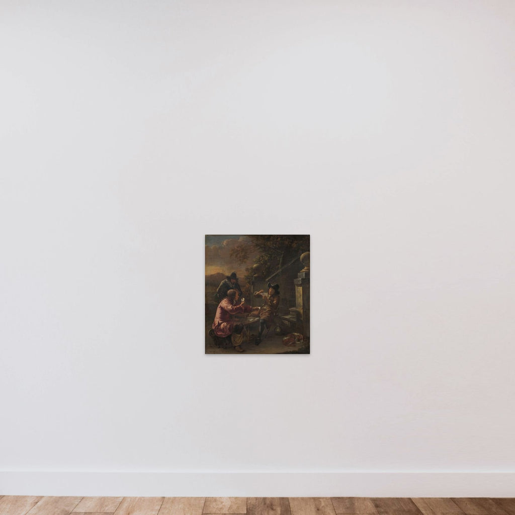 The card players unframed — shown to scale