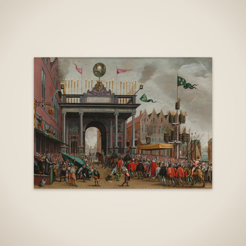 The Joyous Entry of François, Duke of Anjou (1556-1584), into Antwerp with a Triumphal Arch on St. Jan's Bridge, 19 February 1582 unframed print