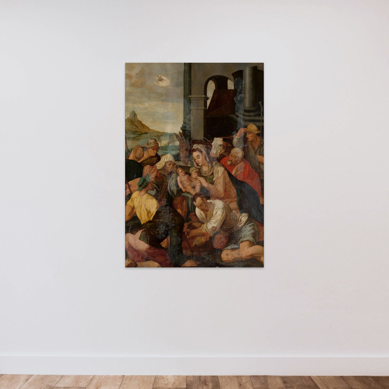 Adoration of the Shepherds unframed — shown to scale