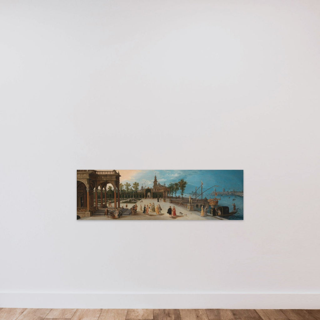 Dancing Party in the Forecourt of an Imaginary Palace with a Capriccio View of Venice in the Distance unframed — shown to scale