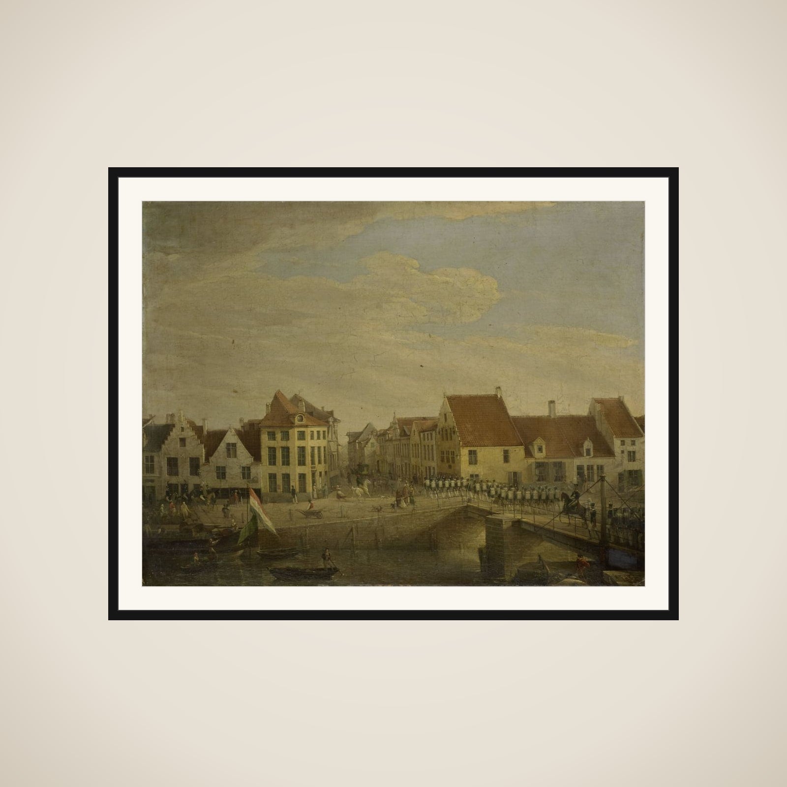 Dutch Troops passing through the Fortress of Dendermonde framed