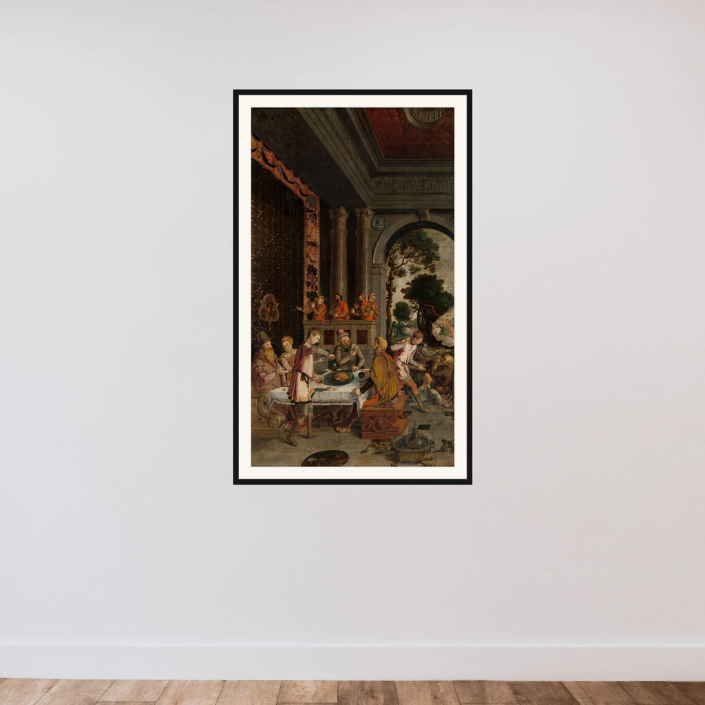 Parable of the Rich Man and Poor Lazarus framed — shown to scale