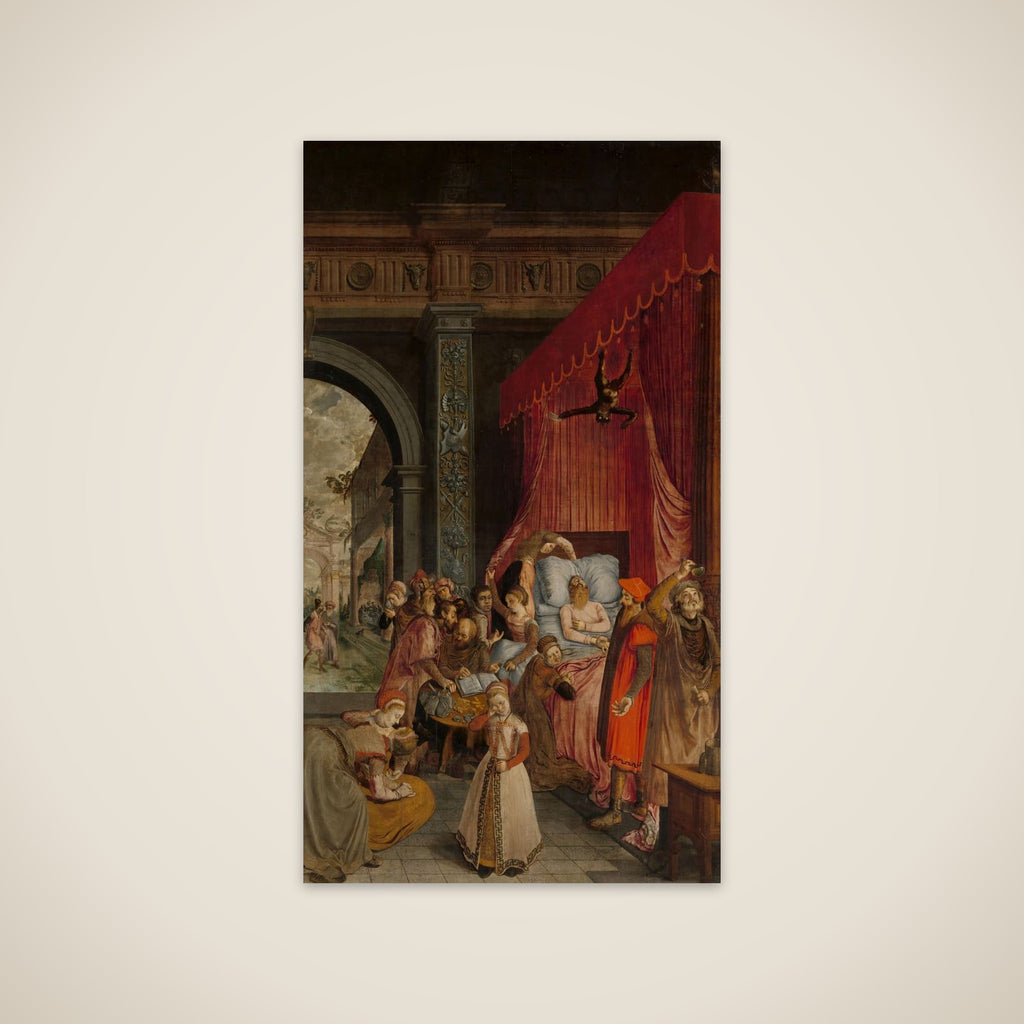 Deathbed of the Rich Man, with a Devil Descending to Retrieve the Deceased's Soul unframed print