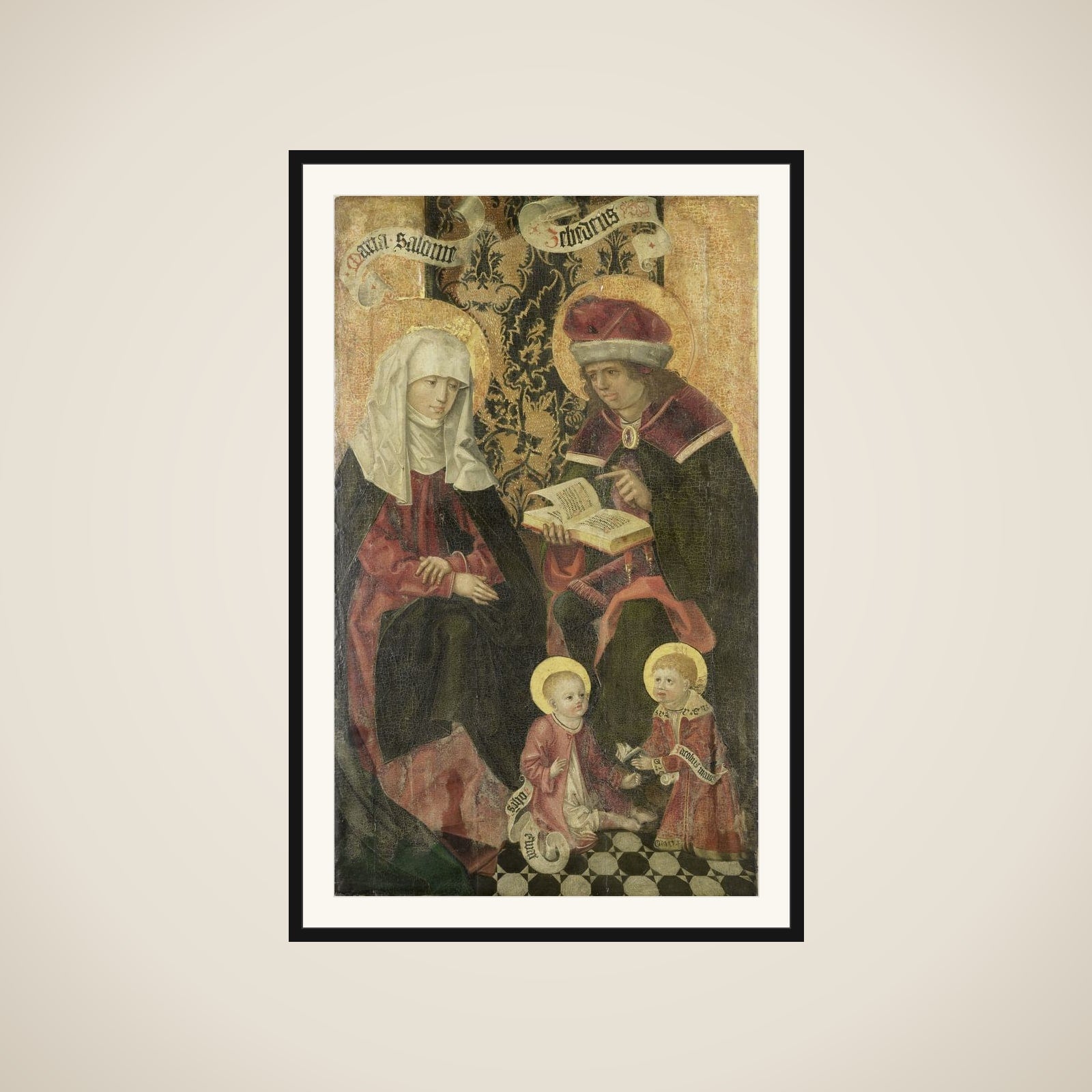 The Family of Zebedee / Angel Gabriel from an Annunciation (remnants on the verso) framed