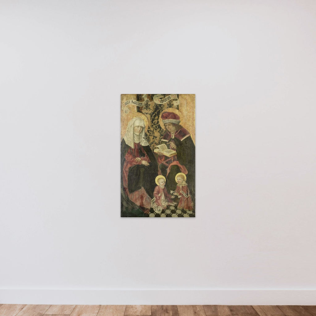The Family of Zebedee / Angel Gabriel from an Annunciation (remnants on the verso) unframed — shown to scale