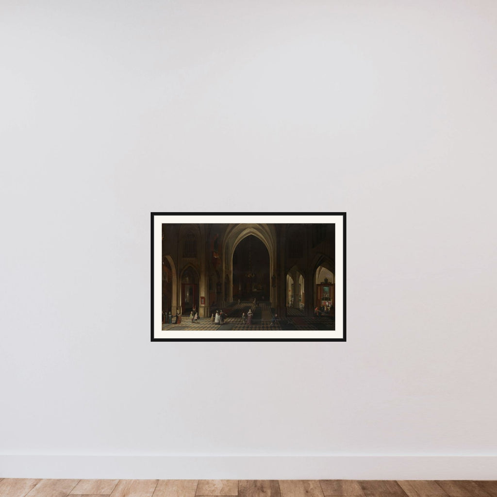 Interior of a Gothic Church at Night Looking East framed — shown to scale