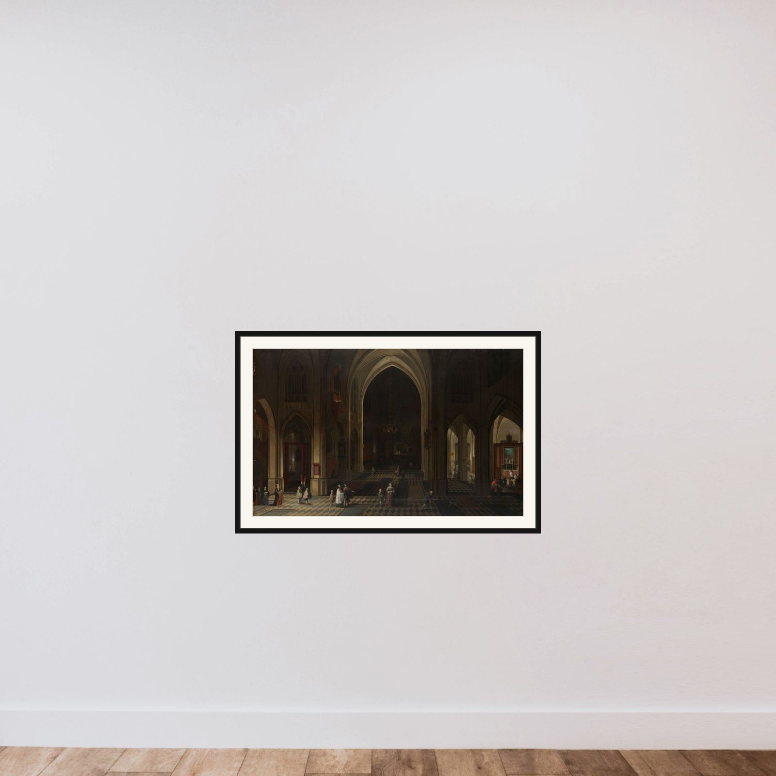 Interior of a Gothic Church at Night Looking East framed — shown to scale