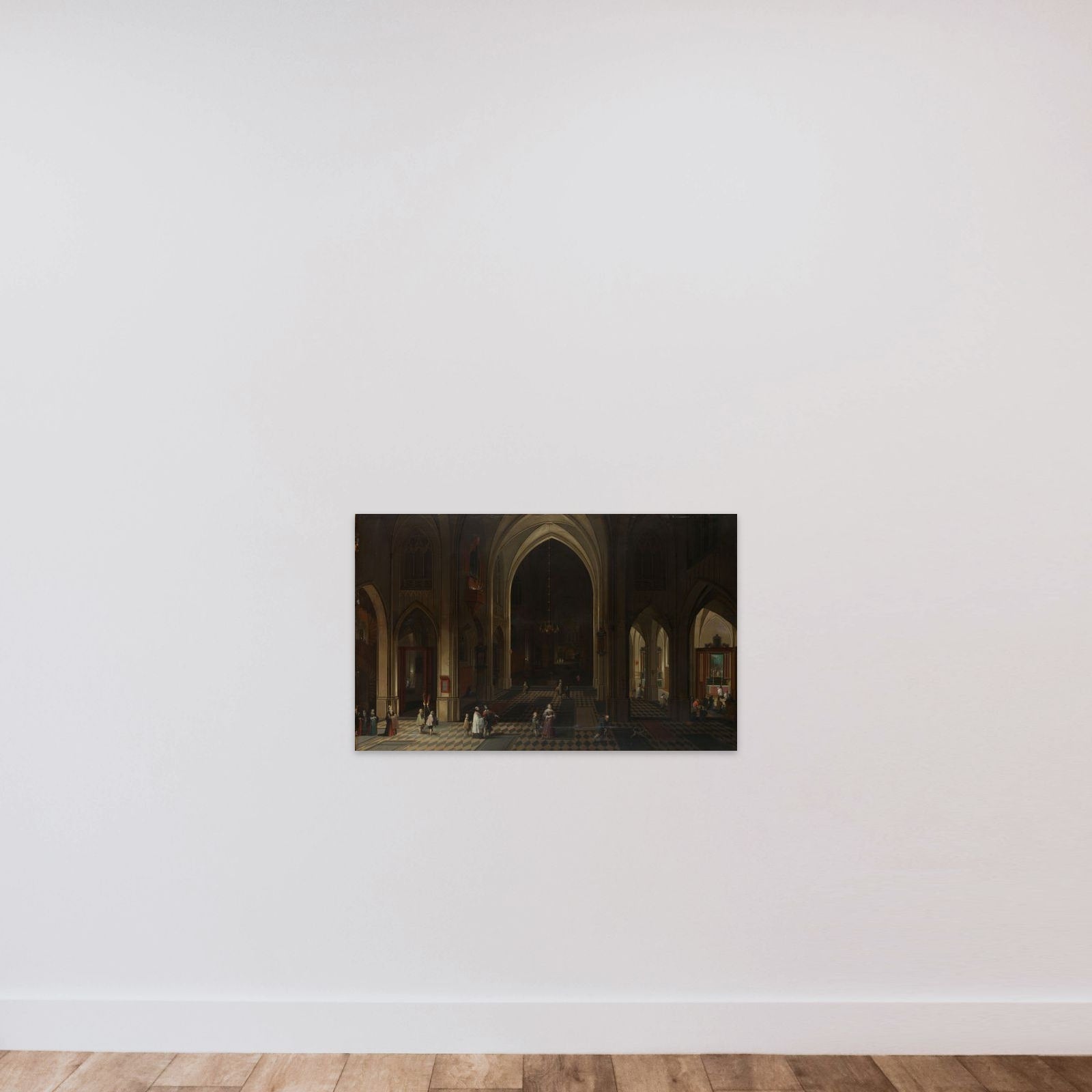 Interior of a Gothic Church at Night Looking East unframed — shown to scale