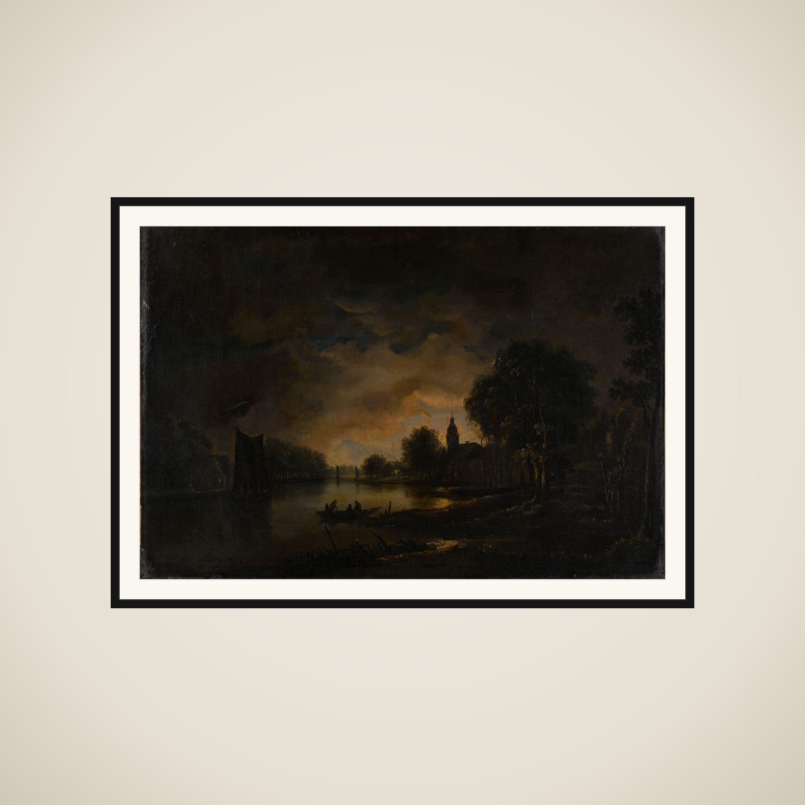 River View by Moonlight framed