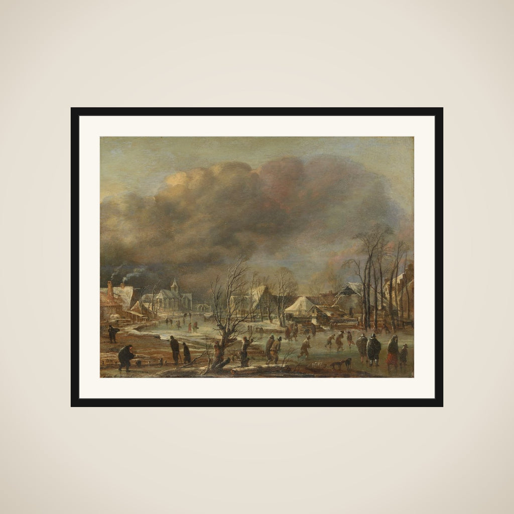 Winter Landscape with Church and Farmhouses framed