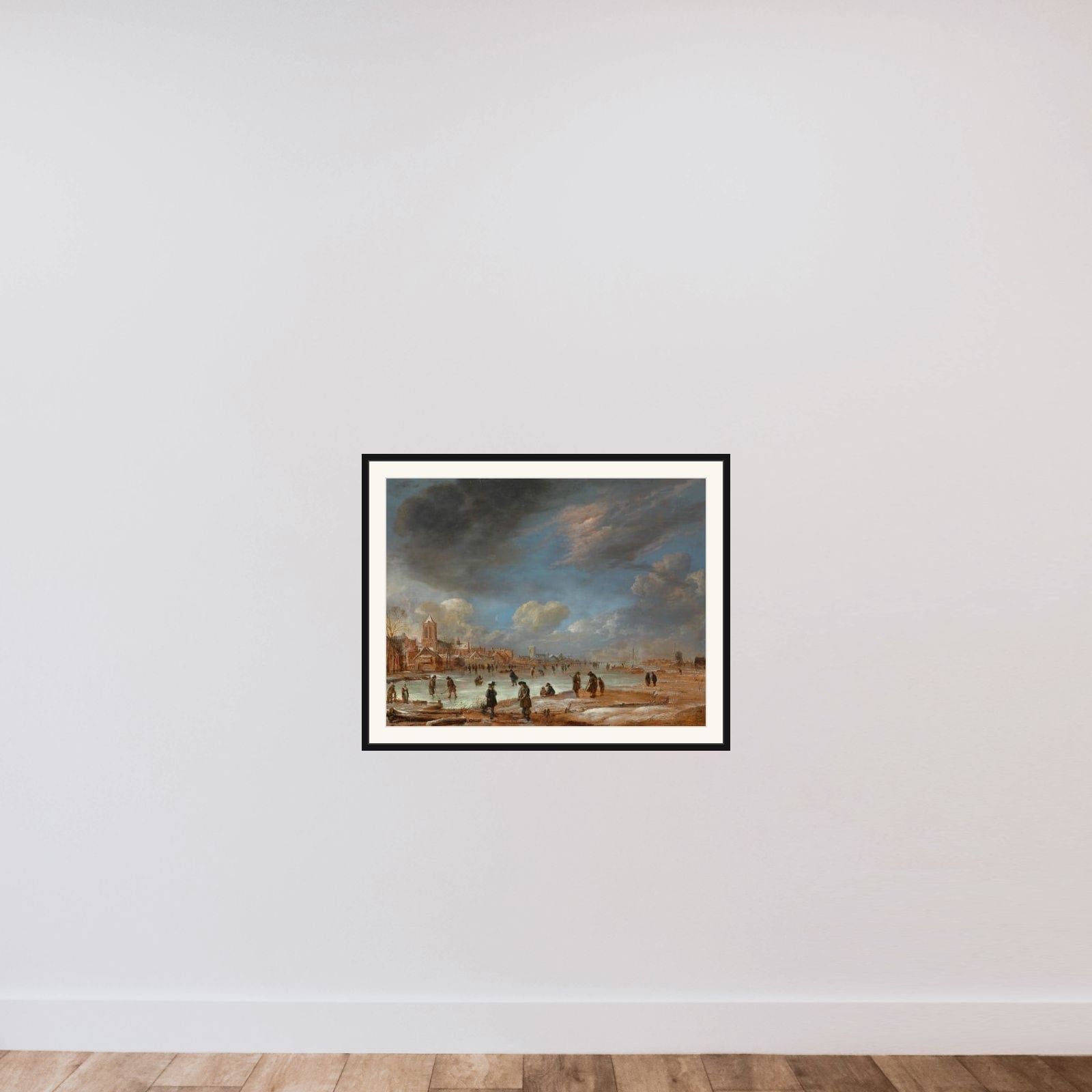 Winter Landscape near a Town with Kolf Players framed — shown to scale