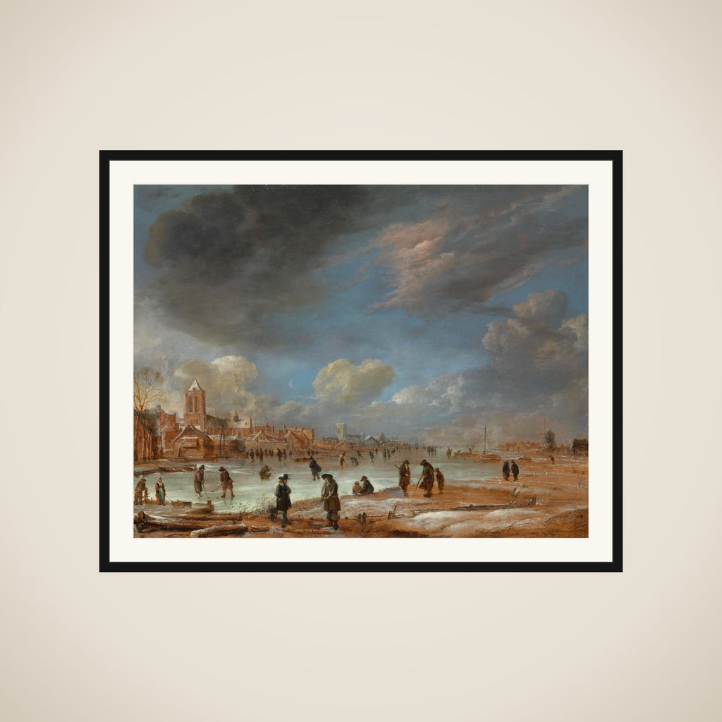 Winter Landscape near a Town with Kolf Players framed