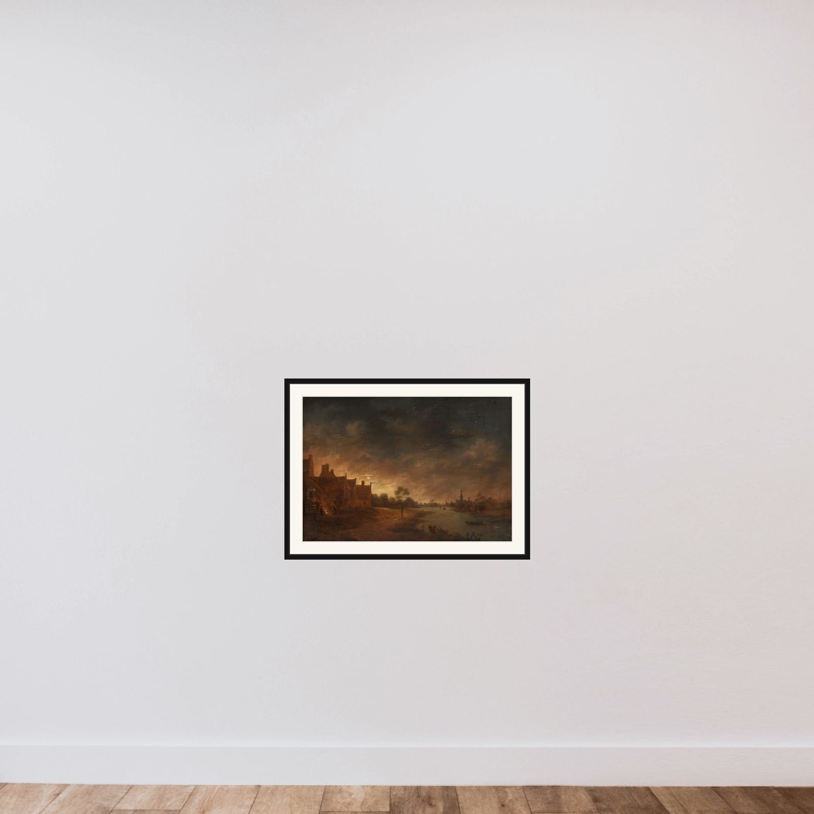 River View by Moonlight framed — shown to scale