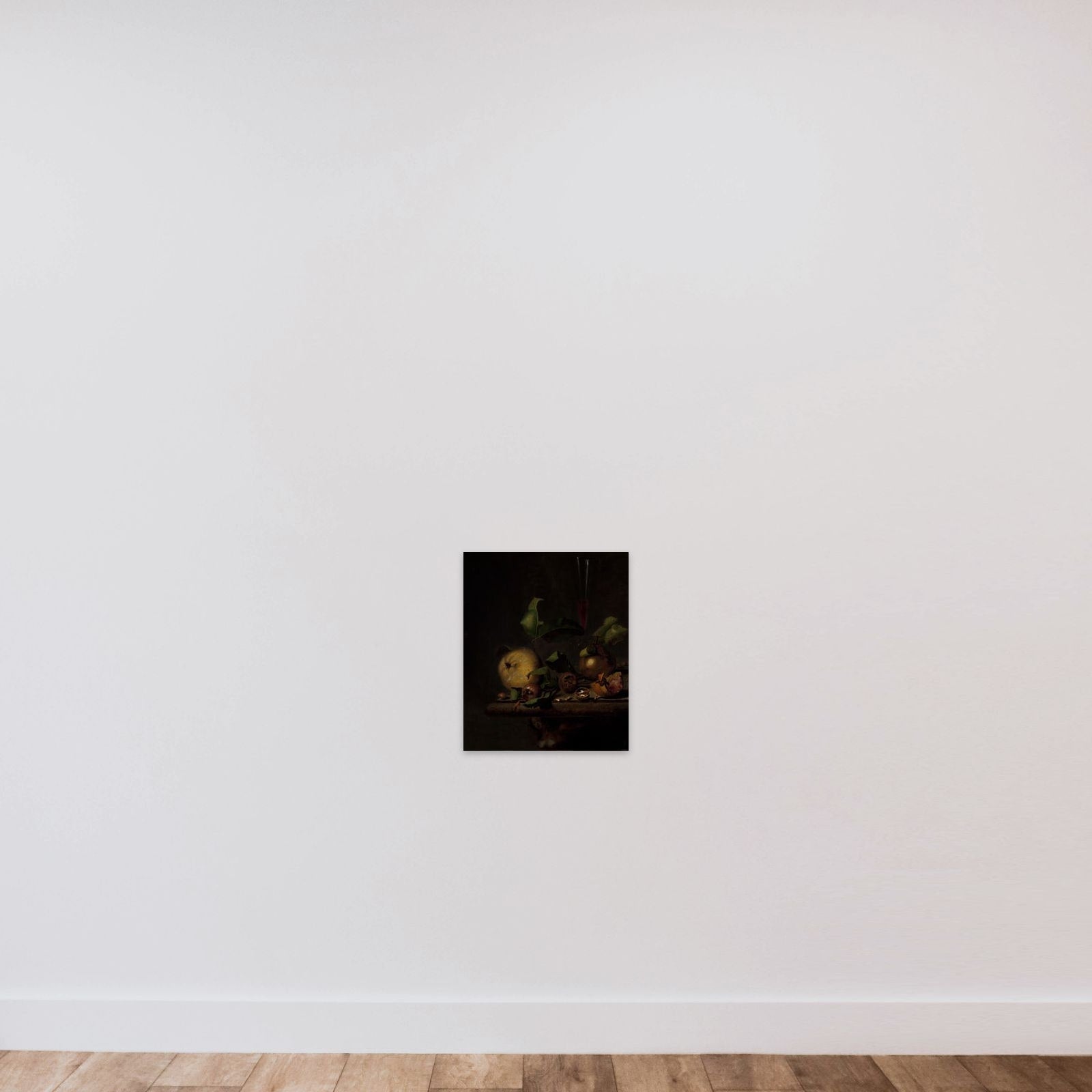 Still Life with Quinces, Medlars and a Glass unframed — shown to scale