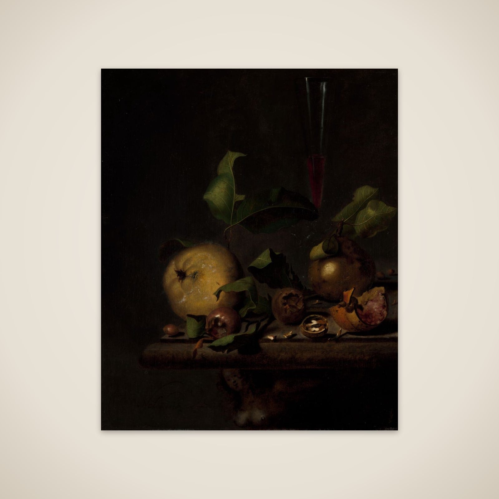 Still Life with Quinces, Medlars and a Glass unframed print
