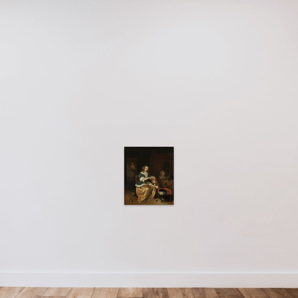 Interior with a Mother Combing Her Child’s Hair, Known as ‘Maternal Care’ unframed — shown to scale