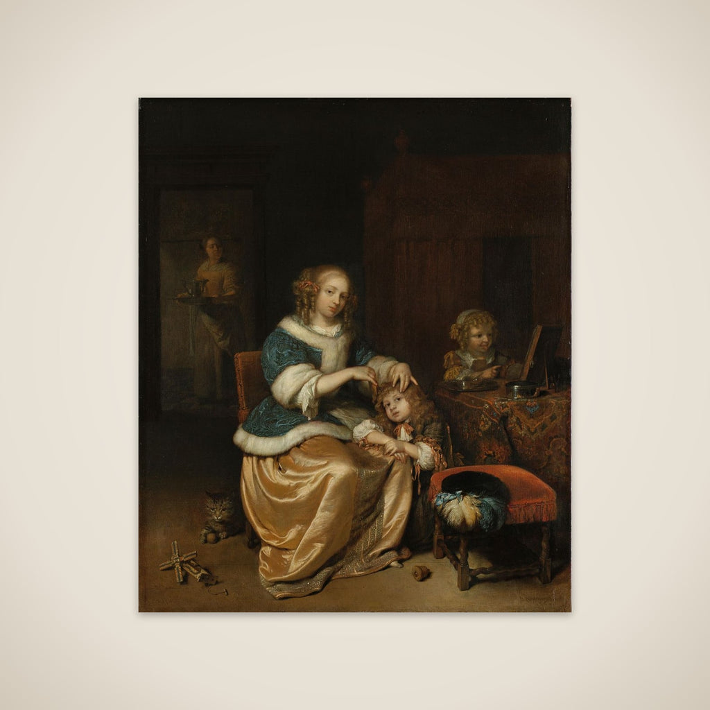 Interior with a Mother Combing Her Child’s Hair, Known as ‘Maternal Care’ unframed print