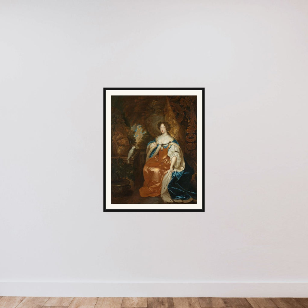 Portrait of Mary Stuart (1662-95), Wife of Prince William III framed — shown to scale