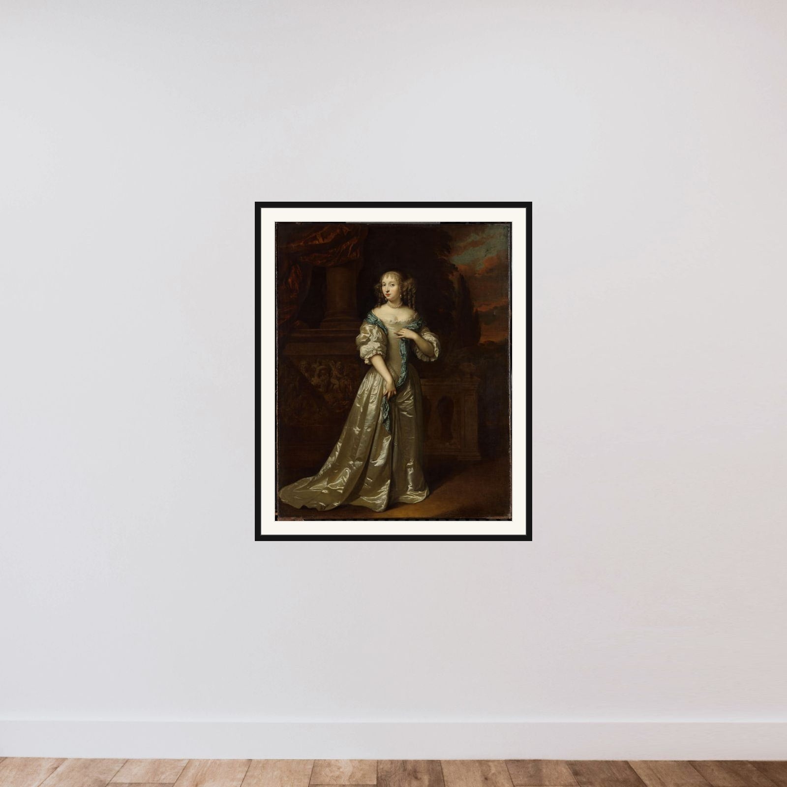 Portrait of Philippina Staunton, Wife of Roelof van Arkel (1632-1709), lord of Broeckhuijsen framed — shown to scale