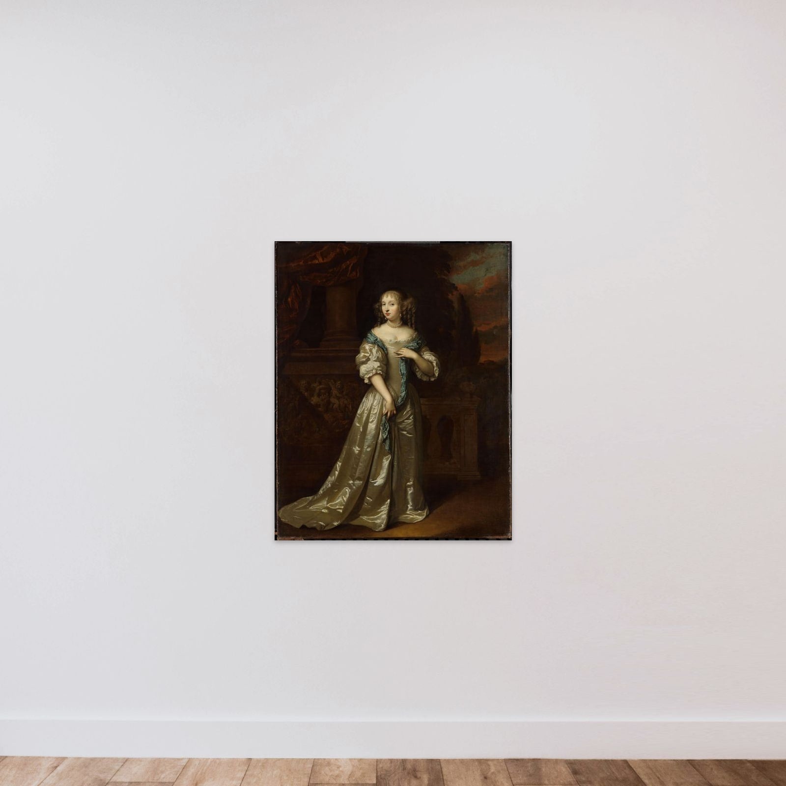 Portrait of Philippina Staunton, Wife of Roelof van Arkel (1632-1709), lord of Broeckhuijsen unframed — shown to scale
