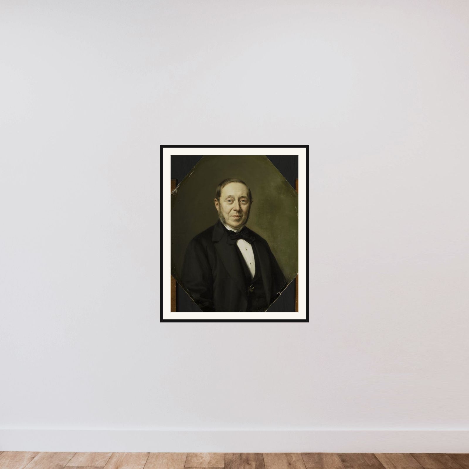 Portrait of Johannes Cornelis van Pappelendam (1810-1884). Artist and Art Dealer. Superintendent of the Van der Hoop Museum framed — shown to scale