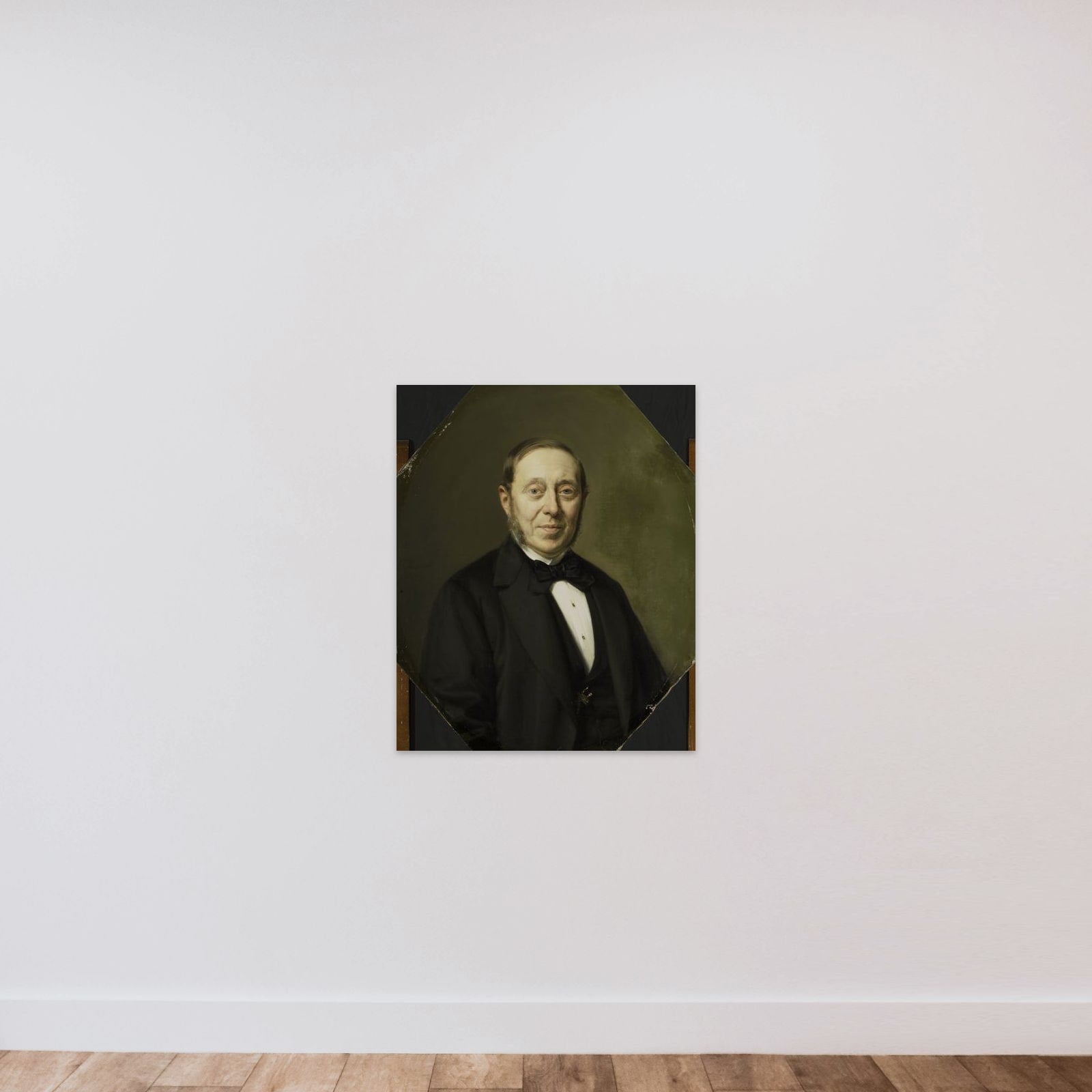 Portrait of Johannes Cornelis van Pappelendam (1810-1884). Artist and Art Dealer. Superintendent of the Van der Hoop Museum unframed — shown to scale