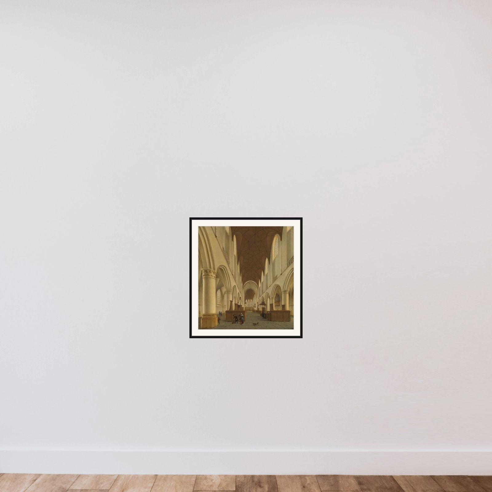 The interior of Saint Bavo's Church in Haarlem framed — shown to scale