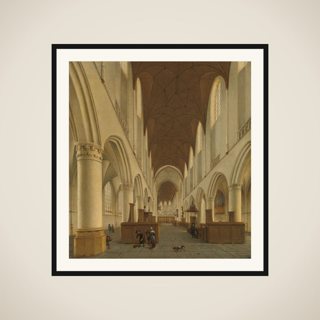 The interior of Saint Bavo's Church in Haarlem framed