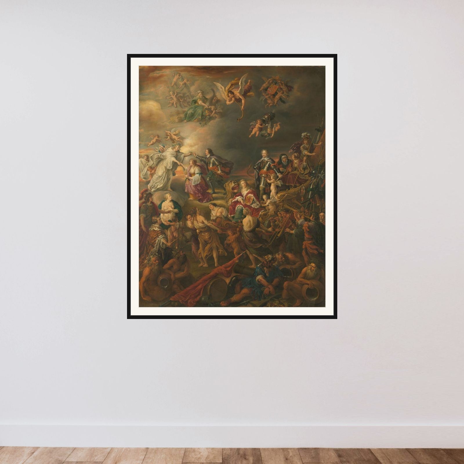 Allegory of the Peace under Stadholder Willem II framed — shown to scale