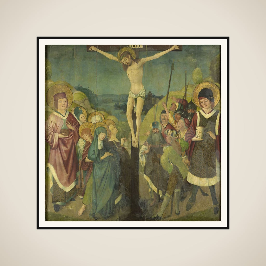 Crucifixion with Saints Cosmas and Damian framed