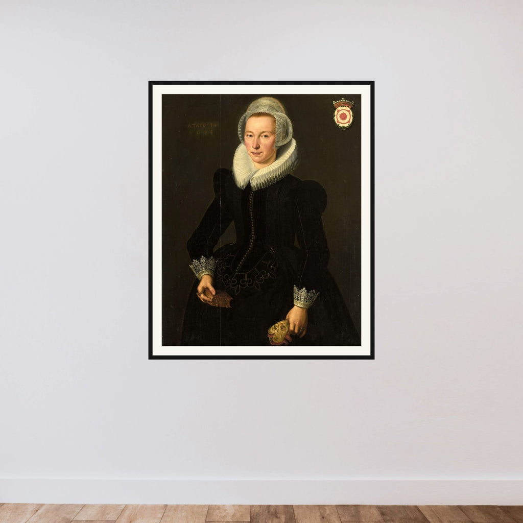 Portrait of Grietje Adriaensdr Grootes (1588-1624) framed — shown to scale