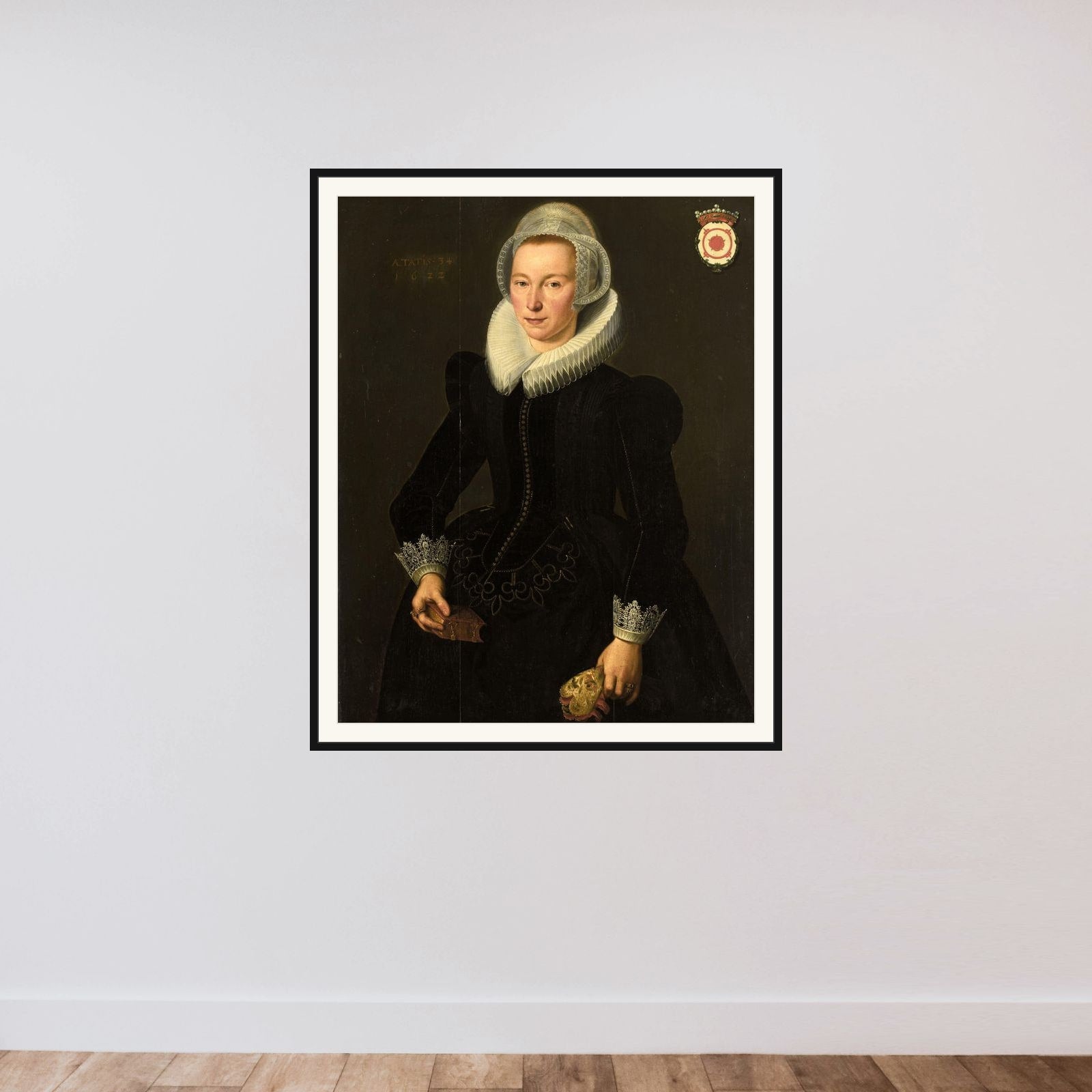 Portrait of Grietje Adriaensdr Grootes (1588-1624) framed — shown to scale