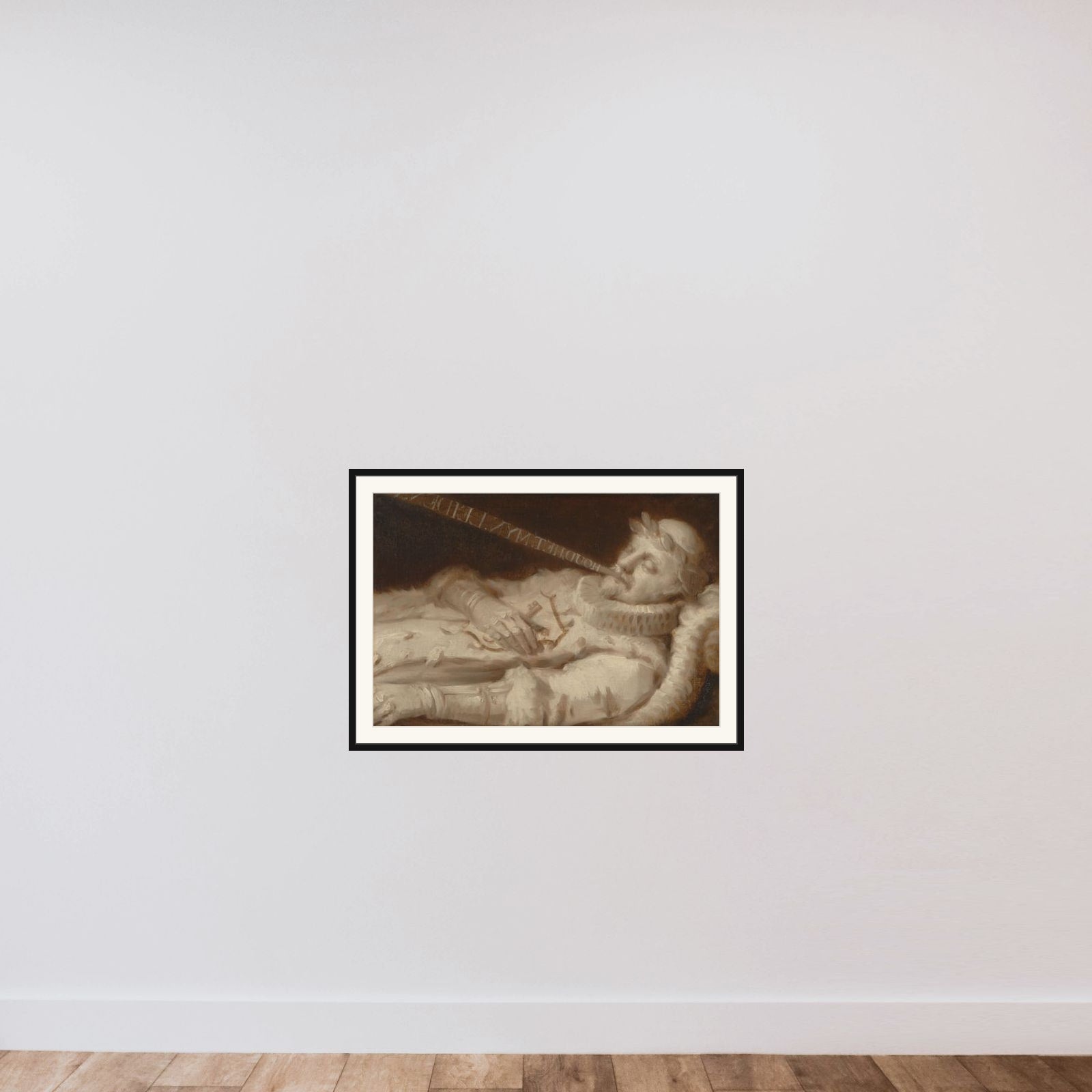 Portrait of Willem I (1533-84), called William the Silent, on his deathbed framed — shown to scale