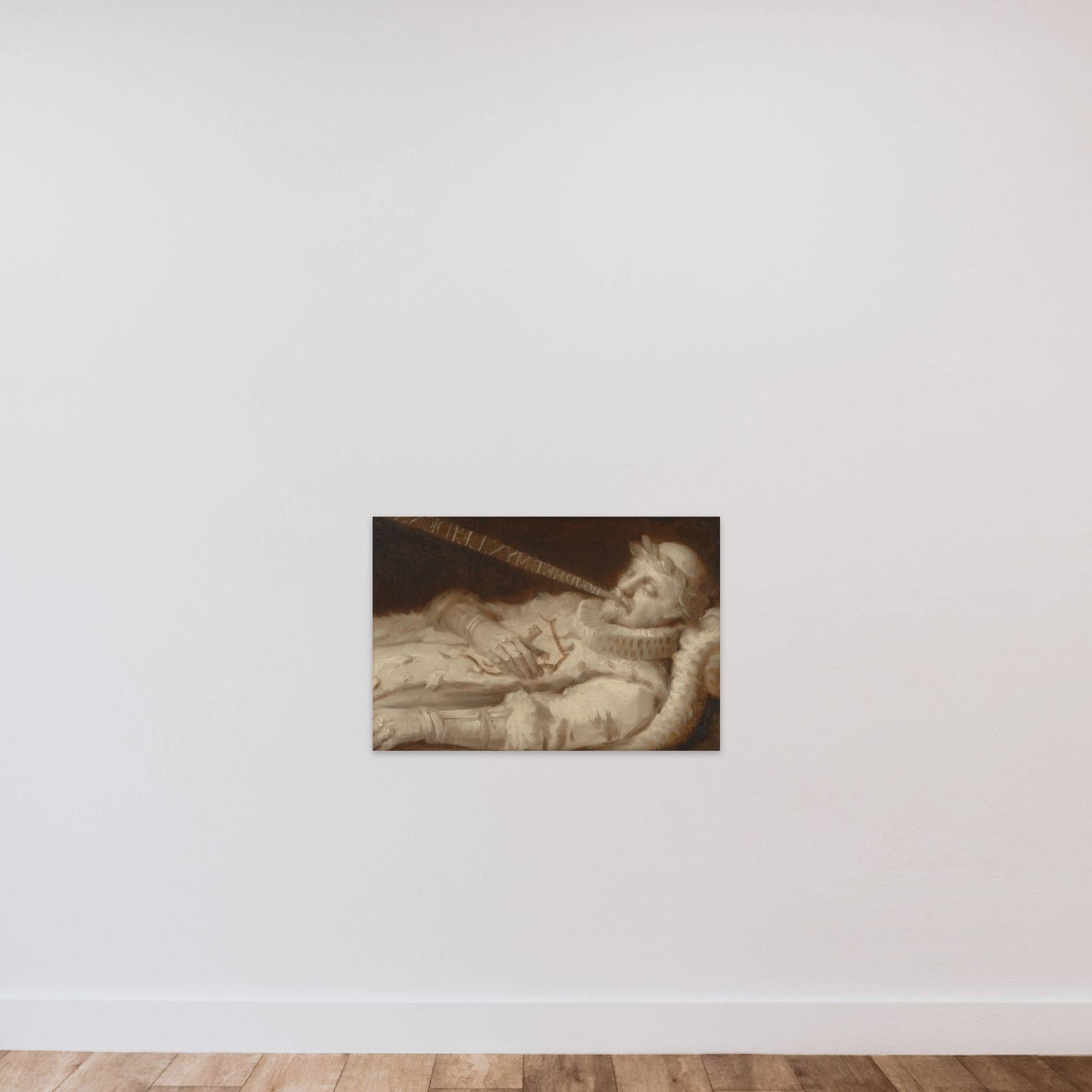 Portrait of Willem I (1533-84), called William the Silent, on his deathbed unframed — shown to scale