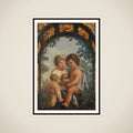 Christian Allegory with two Children both Pouring from a Carafe into a Bowl framed