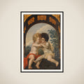 Christian Allegory with two Children Hugging each other framed