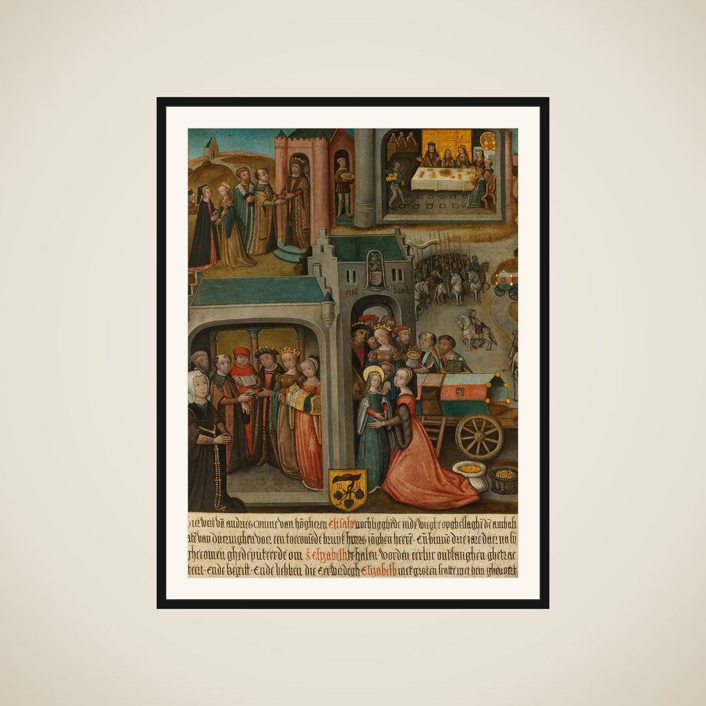 Four scenes from the legend of St Elizabeth of Hungary framed