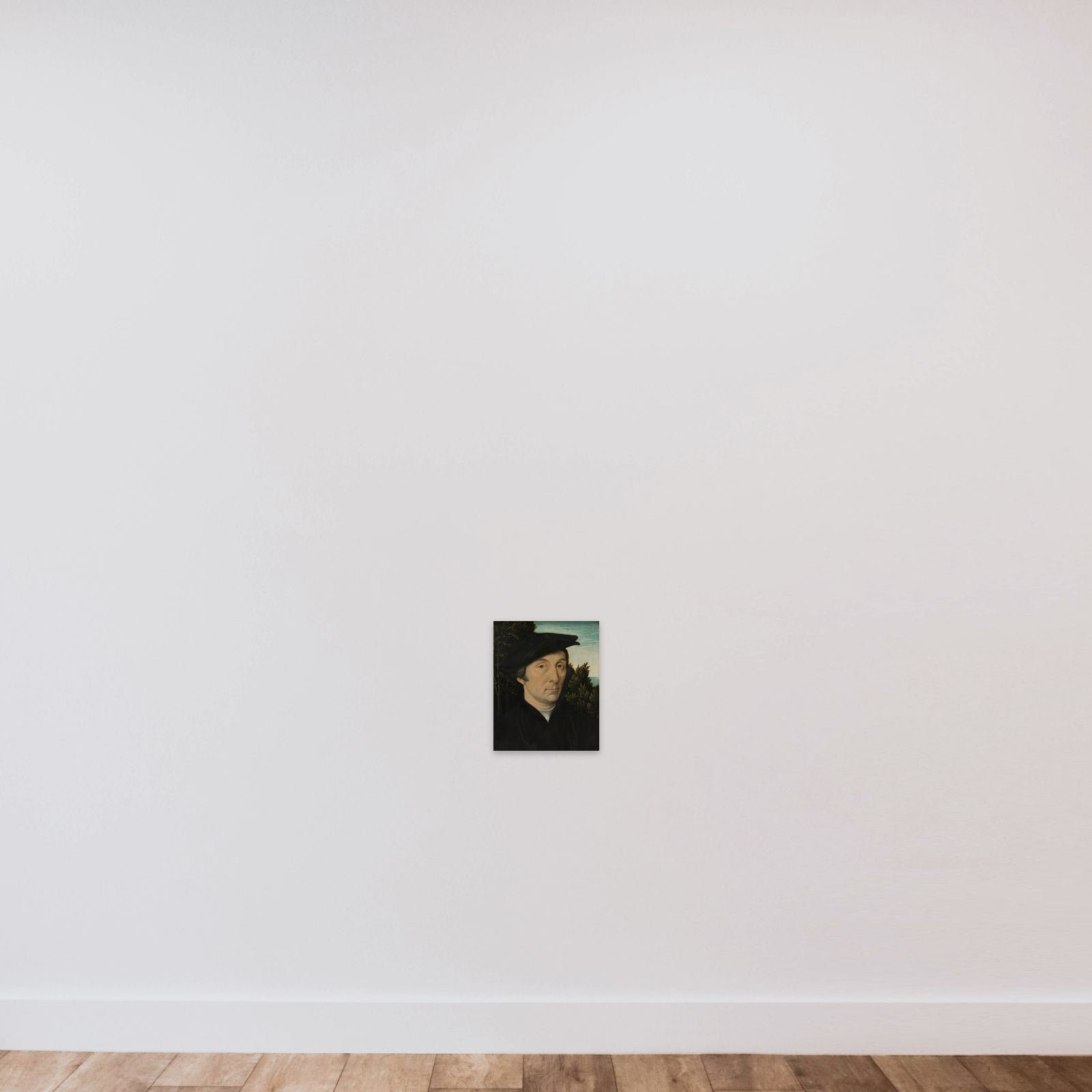 Portrait of a man unframed — shown to scale
