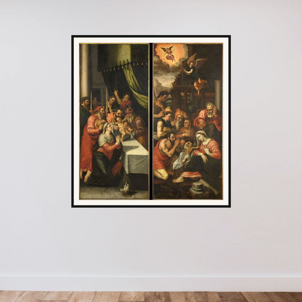 Altarpiece Wing with the Circumcision. On the outside are John the Baptist with the Lamb of God framed — shown to scale