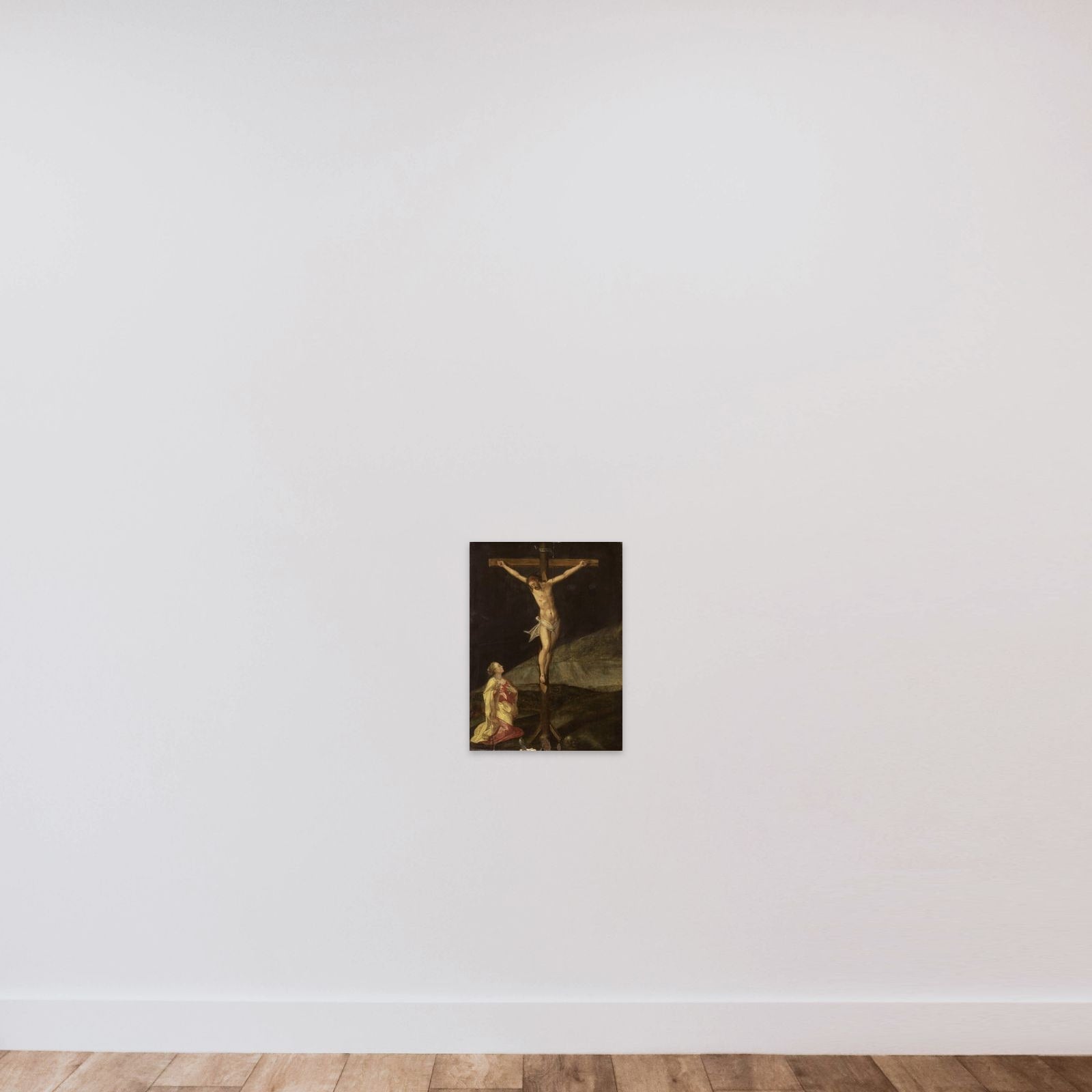 Mary Magdalene at the foot of the cross unframed — shown to scale