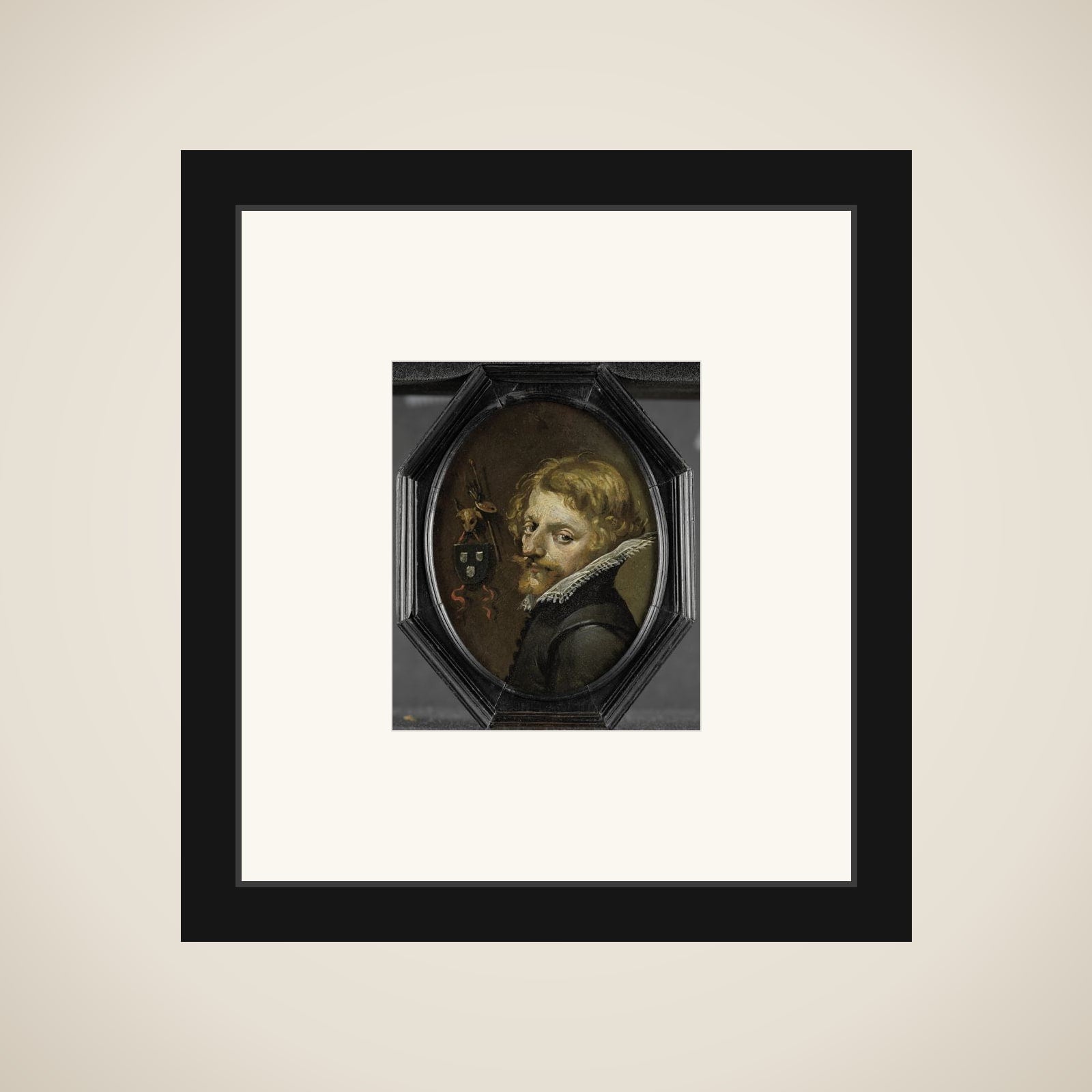 Portrait of een painter (een zelfportret ?) framed