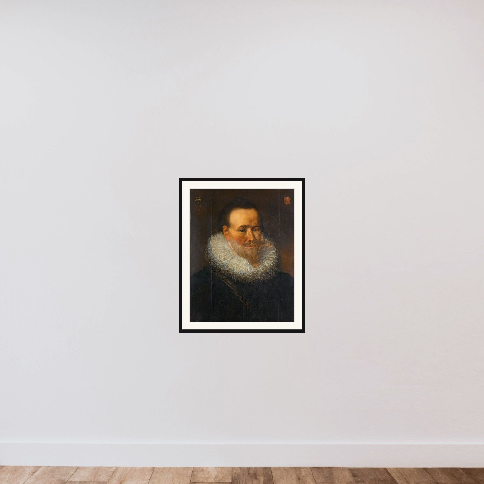 Portrait of a man, possibly Joris van Cats (c. 1590-1654) framed — shown to scale