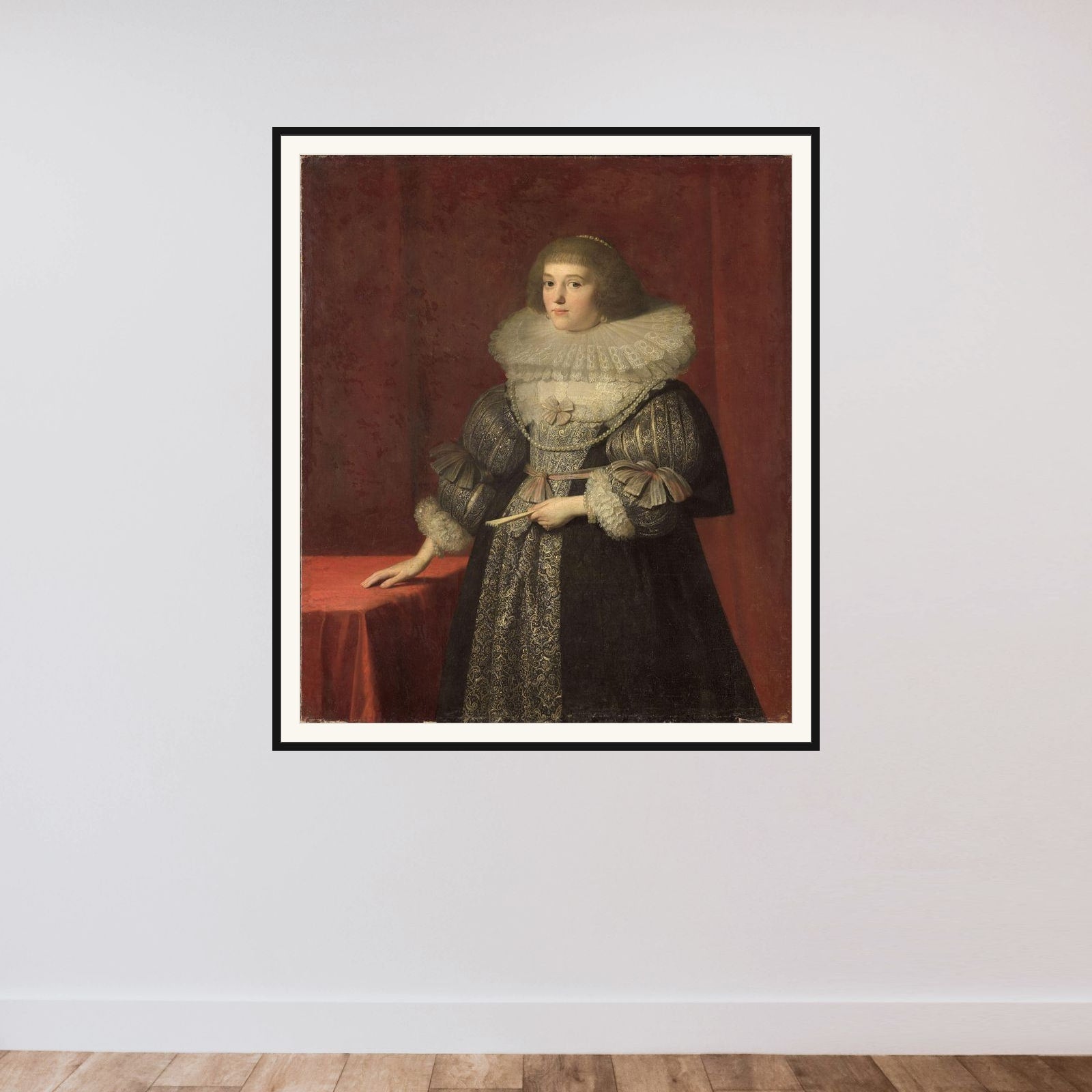 Portrait of Ursula (1594-1657), Countess of Solms-Braunfels framed — shown to scale