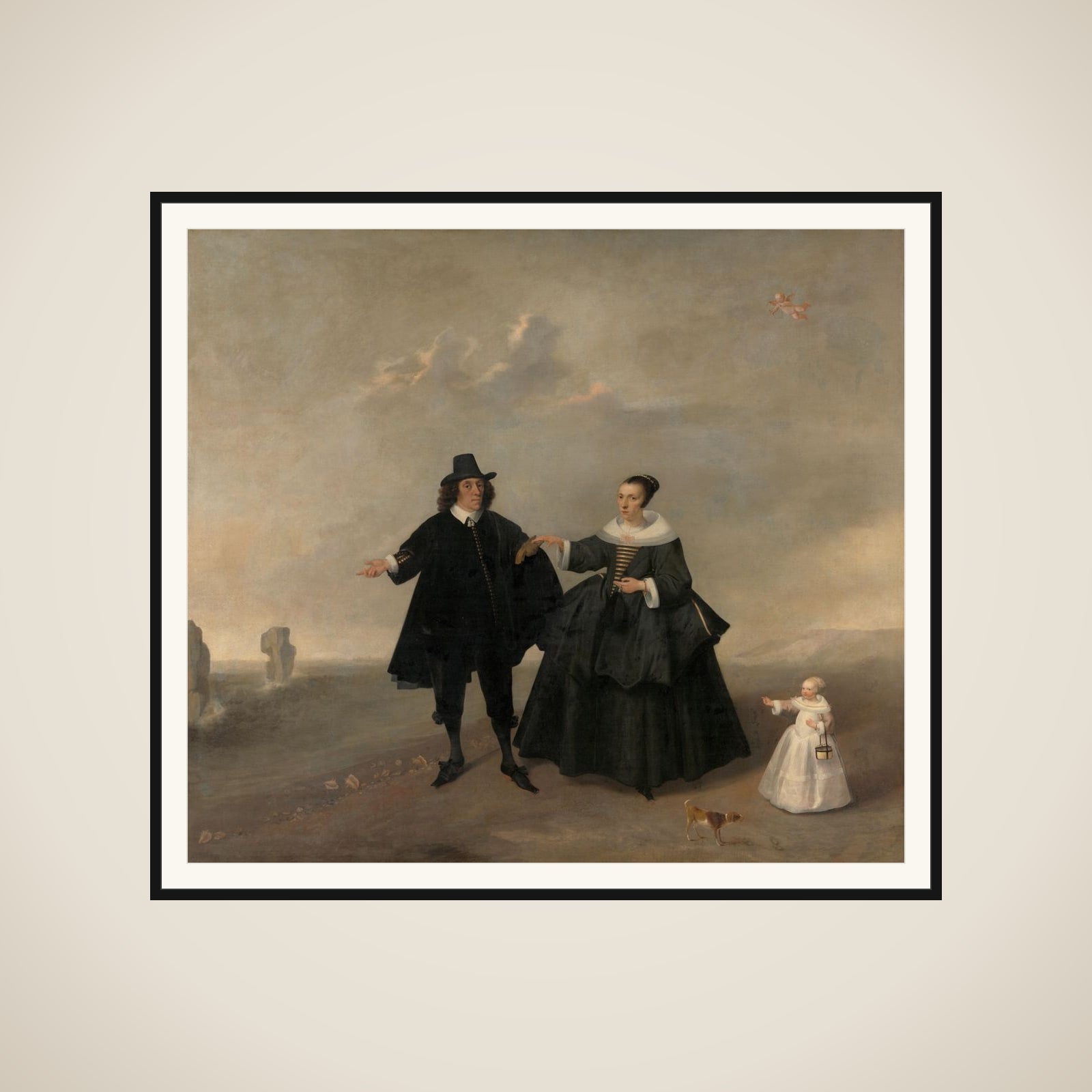 Portrait of a Married Couple with Child, Members of the Beresteyn Family framed