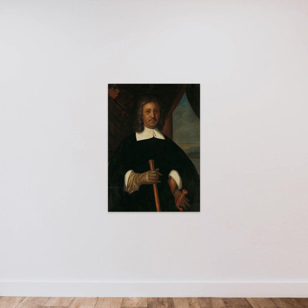 Portrait of Jan van Riebeeck (1619-77). Commander of the Cape of Good Hope and of Malacca and Secretary of the High Government of Batavia unframed — shown to scale