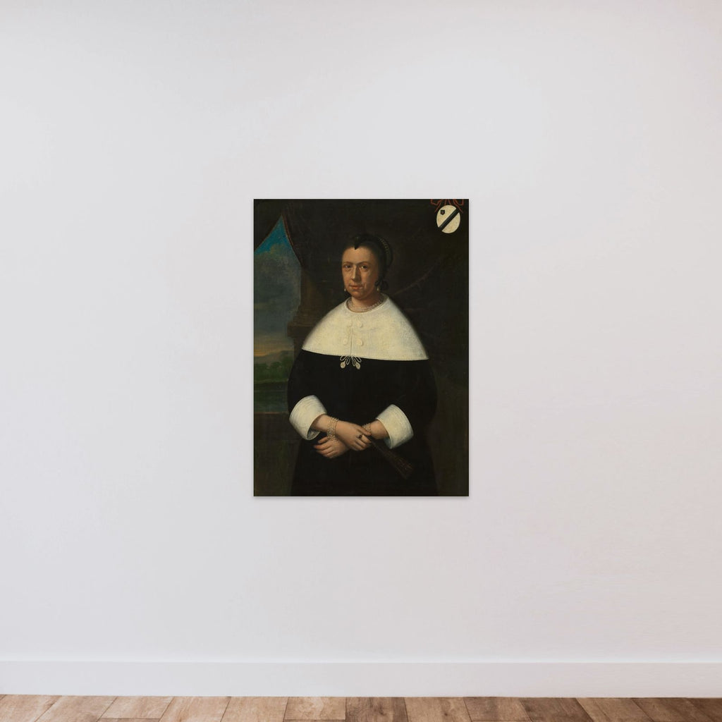 Portrait of Maria de la Queillerie (1629-64), first Wife of Jan van Riebeeck, or his second Wife Maria Scipio (c. 1630-95) unframed — shown to scale
