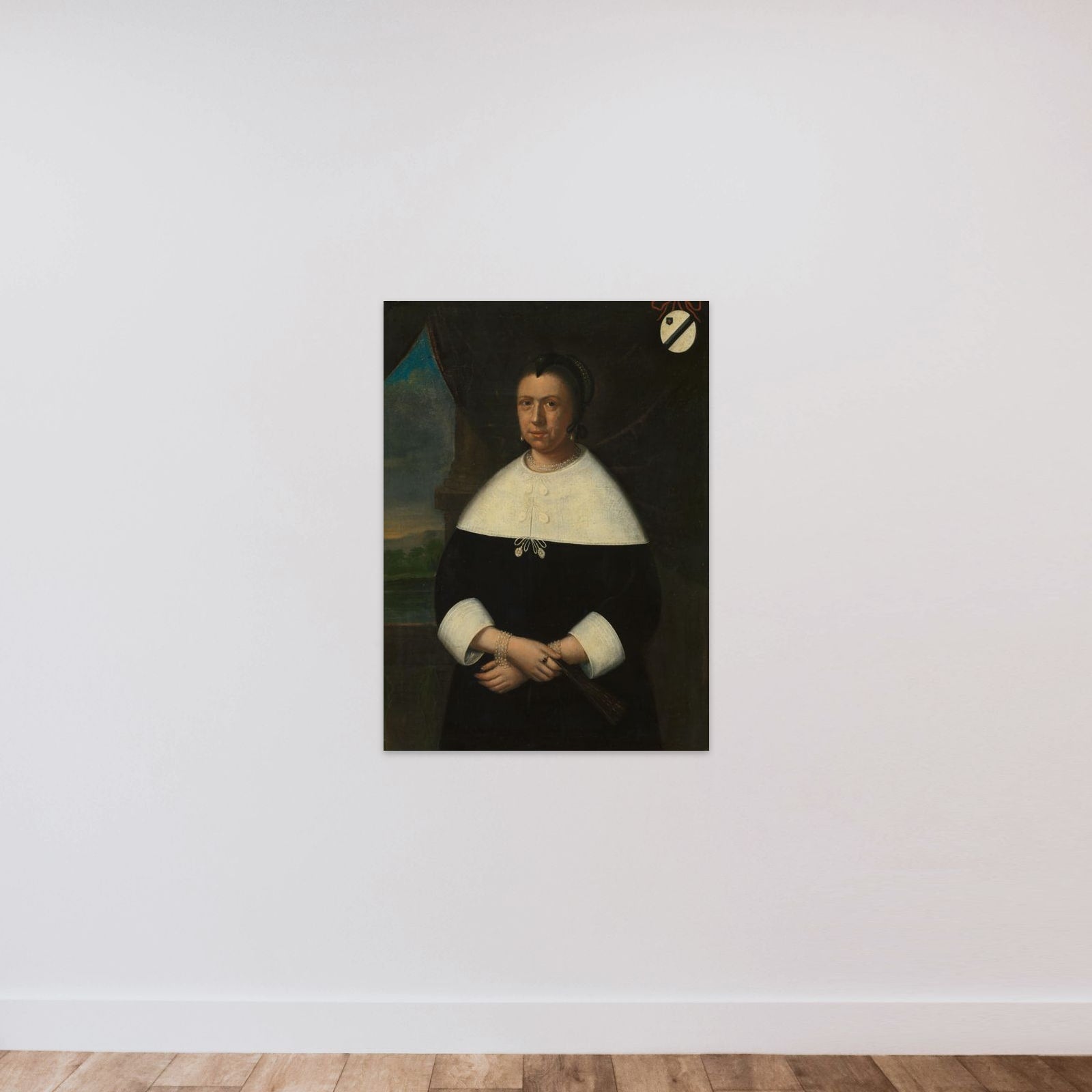 Portrait of Maria de la Queillerie (1629-64), first Wife of Jan van Riebeeck, or his second Wife Maria Scipio (c. 1630-95) unframed — shown to scale